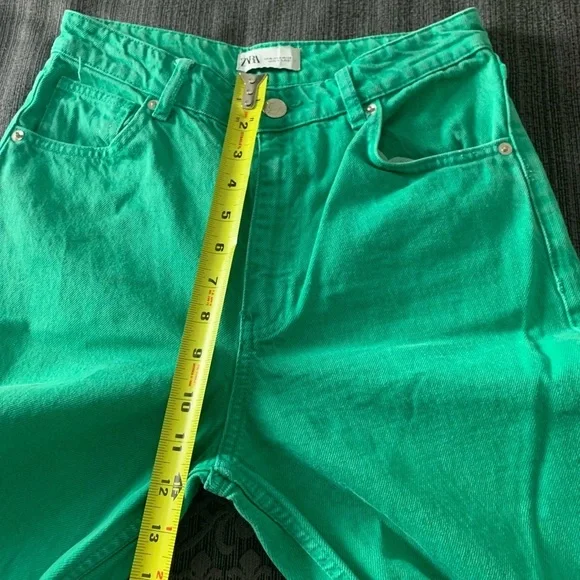 Zara Bloggers Favourite Brat Balletcore High Waisted Wide Leg Jeans Green Size 4 - Picture 14 of 16